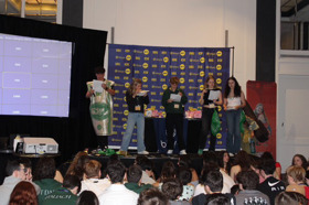 Group of people celebrating on stage