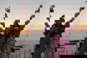 Group of people celebrating on stage