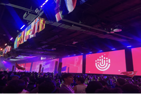 Group of people celebrating on stage