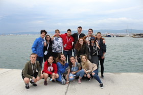 Group of people celebrating on stage