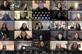 Group of people celebrating on stage