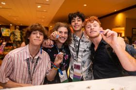 Group of people celebrating on stage