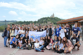 Group of people celebrating on stage