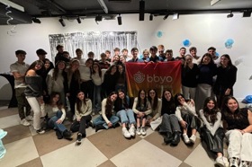 Group of people celebrating on stage