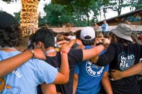 Group of people celebrating on stage