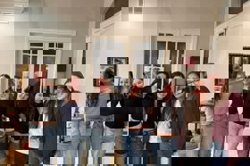 Group of people celebrating on stage