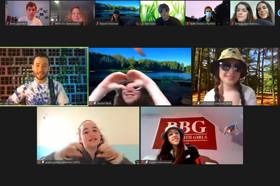 Group of people celebrating on stage