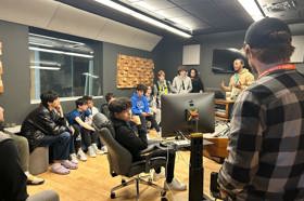 Group of people celebrating on stage