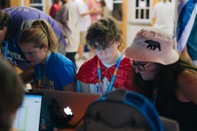 Group of people celebrating on stage