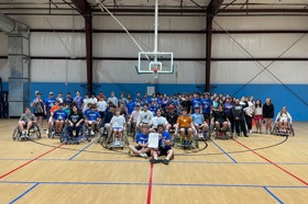 Group of people celebrating on stage