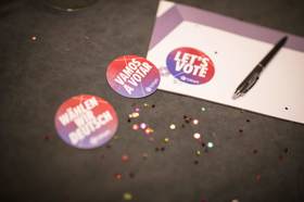 Group of people celebrating on stage