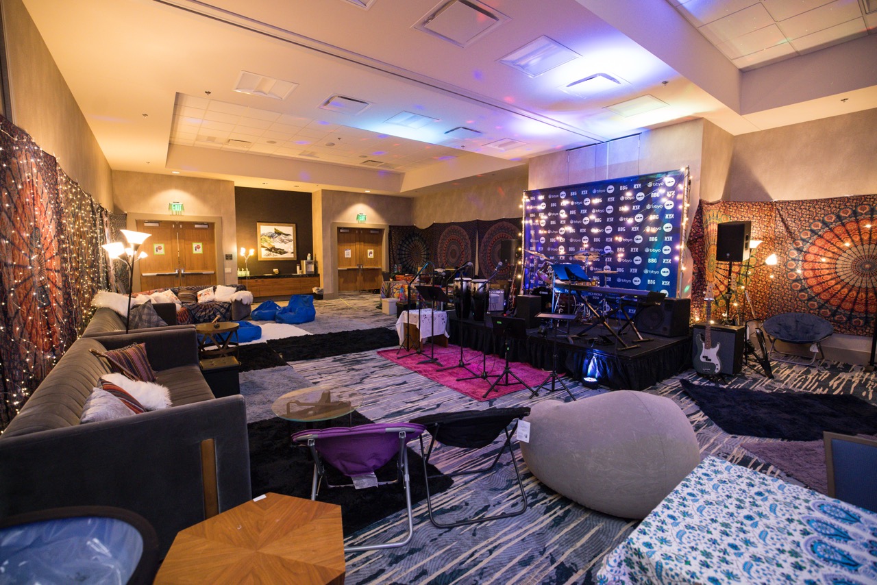 Group of people celebrating on stage