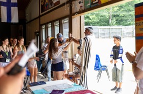 Group of people celebrating on stage