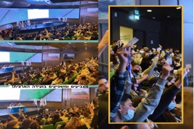 Group of people celebrating on stage