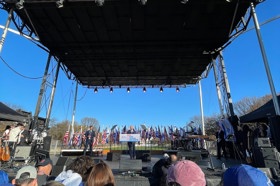 Group of people celebrating on stage