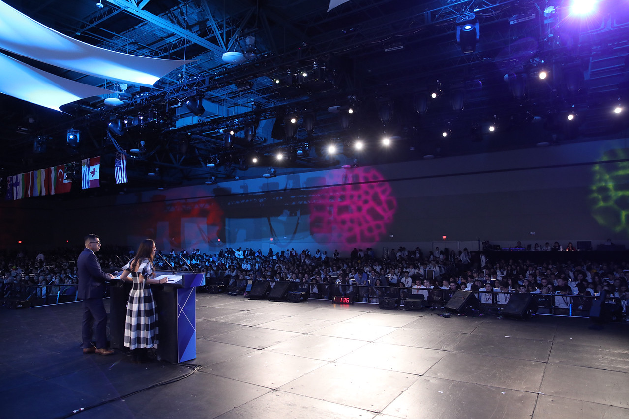 Group of people celebrating on stage