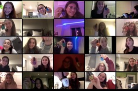 Group of people celebrating on stage